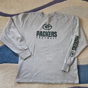 NFL Team Apparel Mens Gray Green Bay Packers Long Sleeve Shirt Size Large